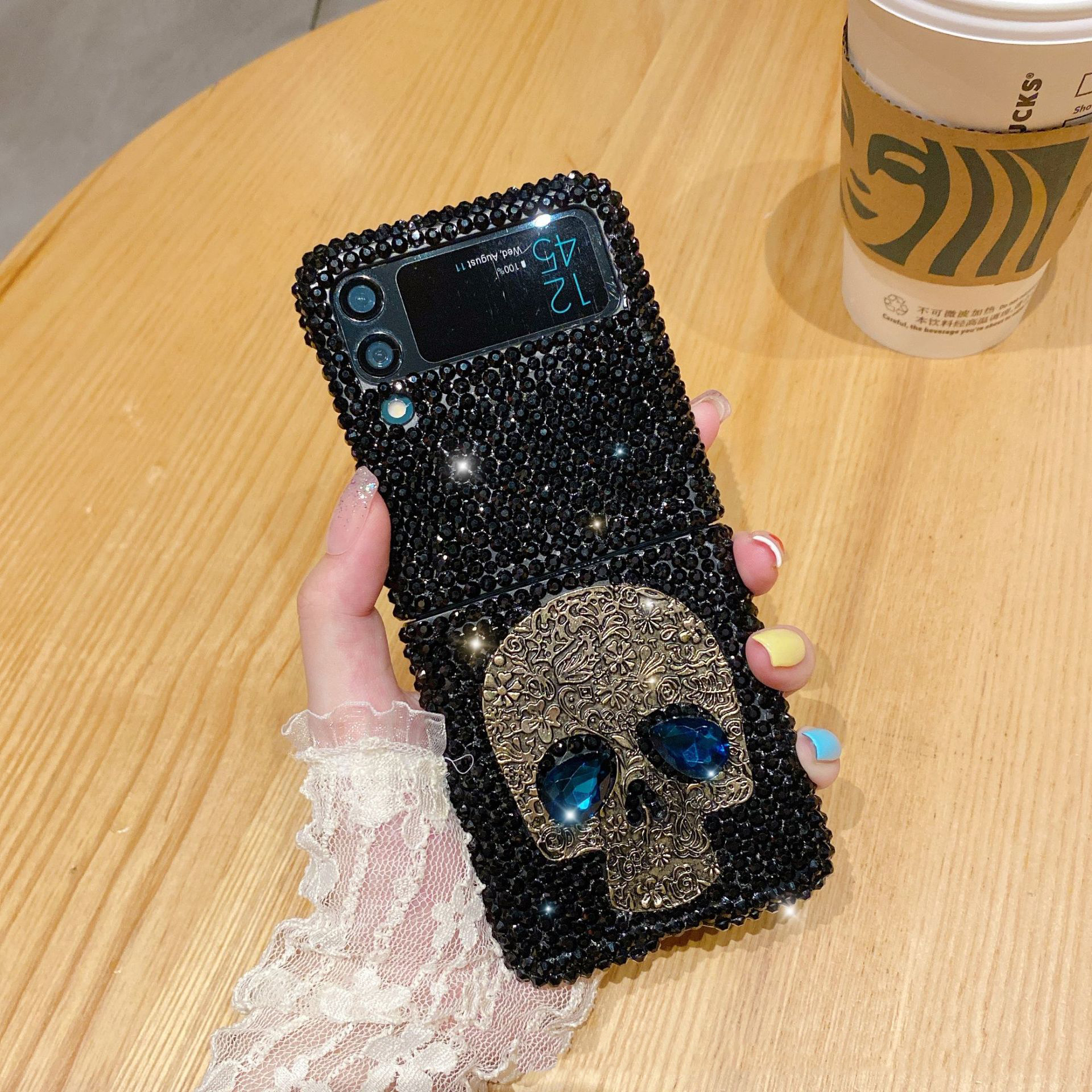 Luxury Diamond Skull Case for Galaxy Z Flip