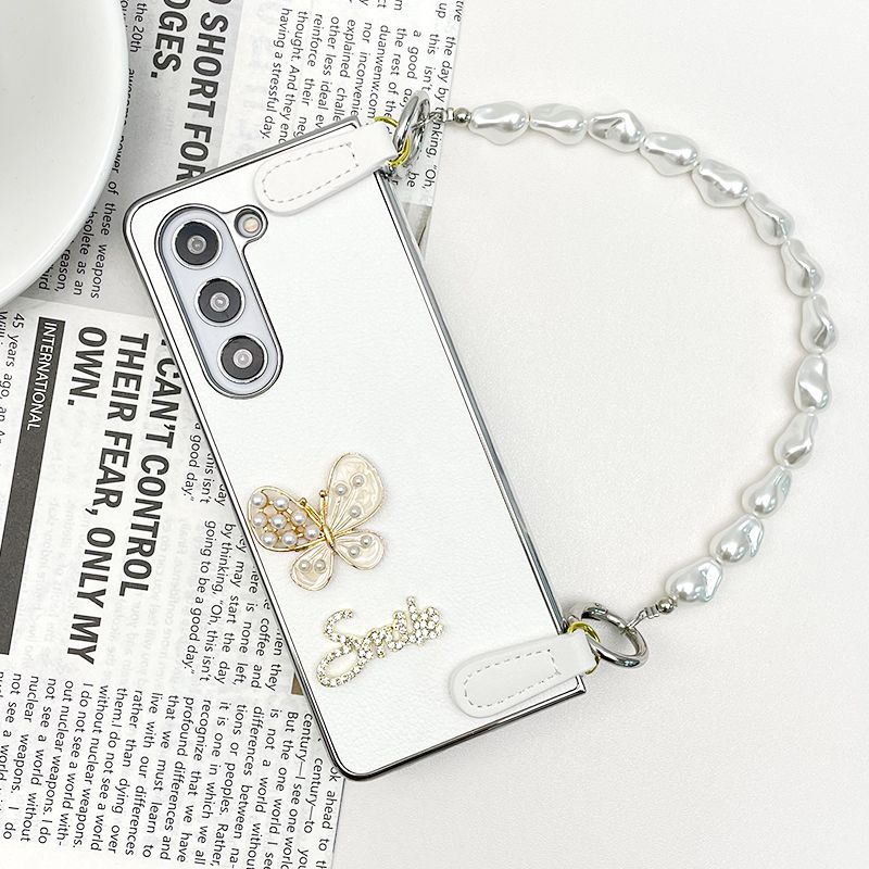 Leather Butterfly Pearl Bracelet Case