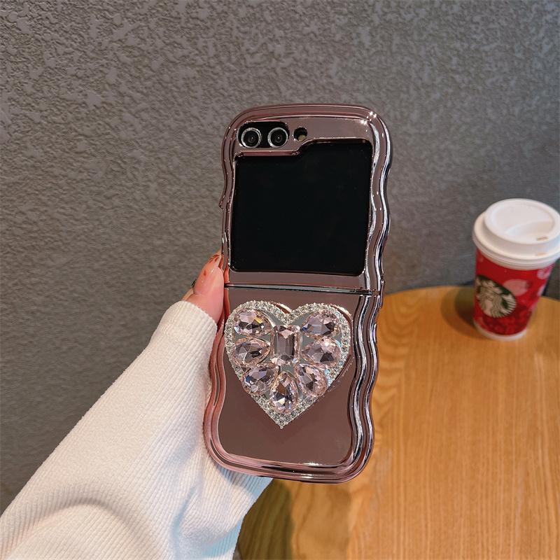 Luxury Electroplated Love Diamond Holder Case for Galaxy Z Flip