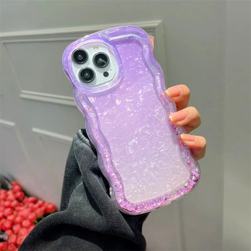 Quicksand Glitter Frame Wavy Case