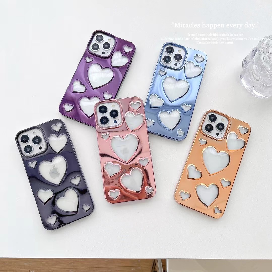 Electroplated 3D Hollow Heart Case