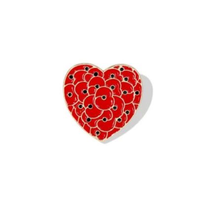Lest We Forget Red Poppy Heart Brooch