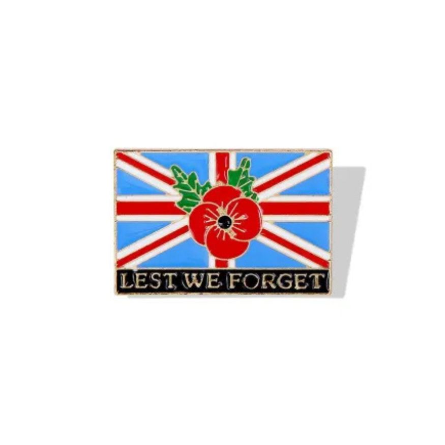 Lest We Forget Red Poppy National Flag Brooch