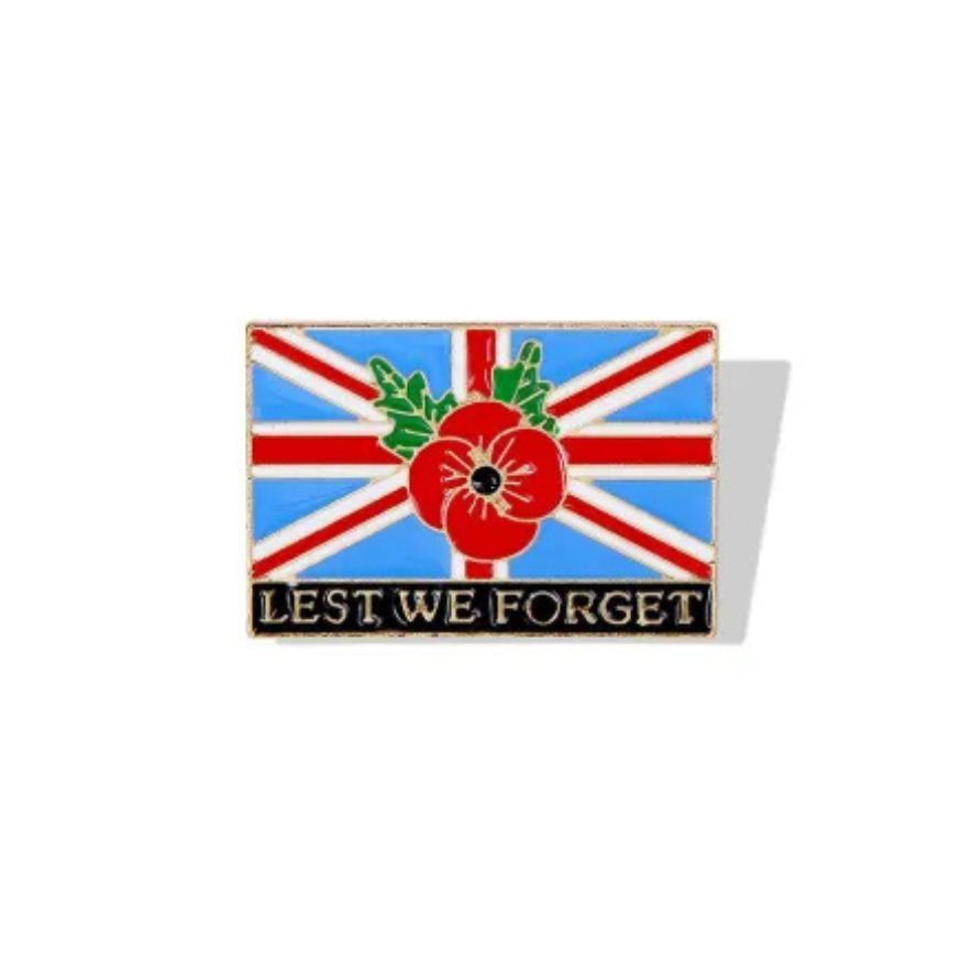 Lest We Forget Red Poppy National Flag Brooch
