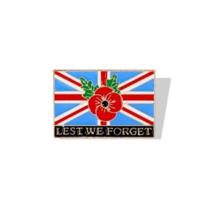 Lest We Forget Red Poppy National Flag Brooch