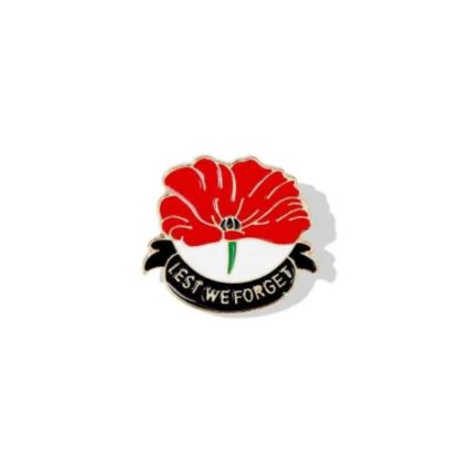 Lest We Forget Red Poppy and Black Brooch