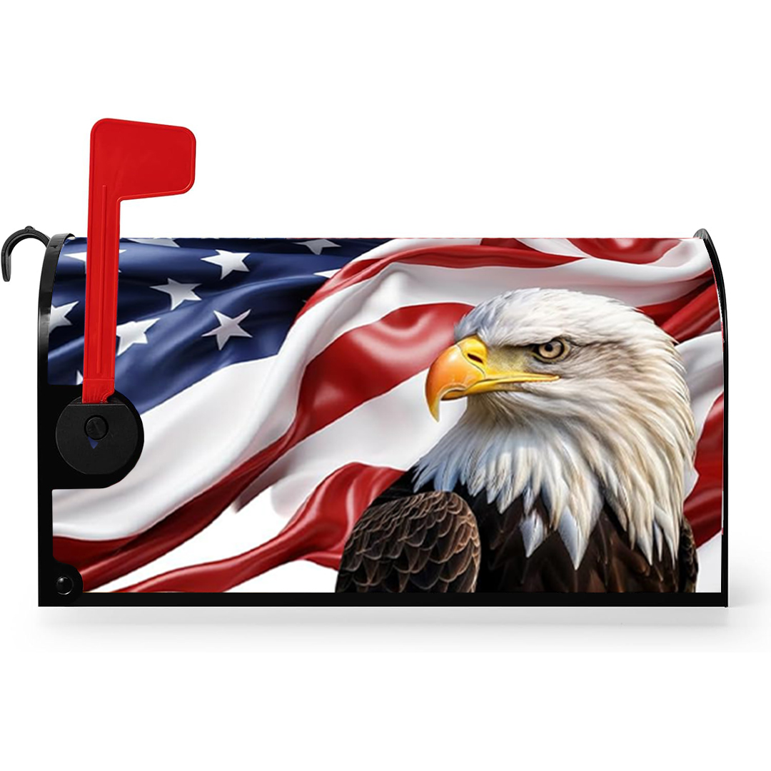 4th of July Mailbox Cover Patriotic American Stripes Stars Flag & American Eagle