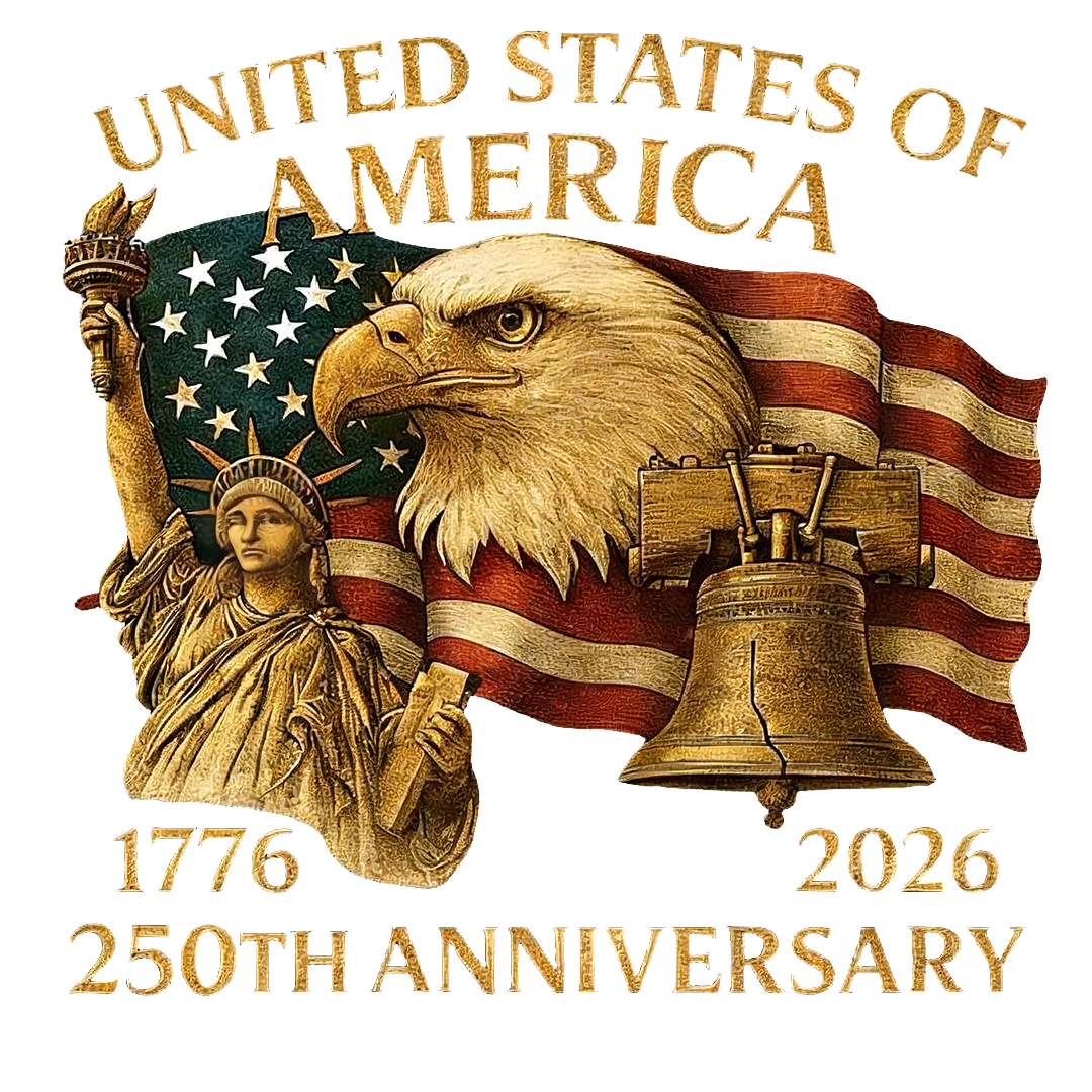 1776-2026 250th Anniversary of USA Eagle, Statue of Liberty & Bell Sticker