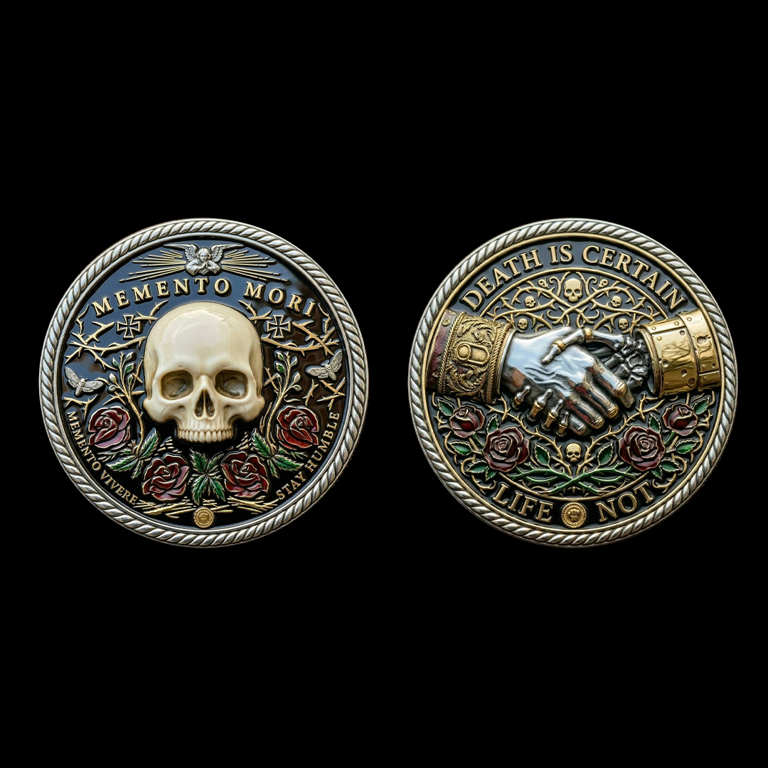 🌹💀Memento Mori Reflection 💎3D Carving Collector-Grade Coin