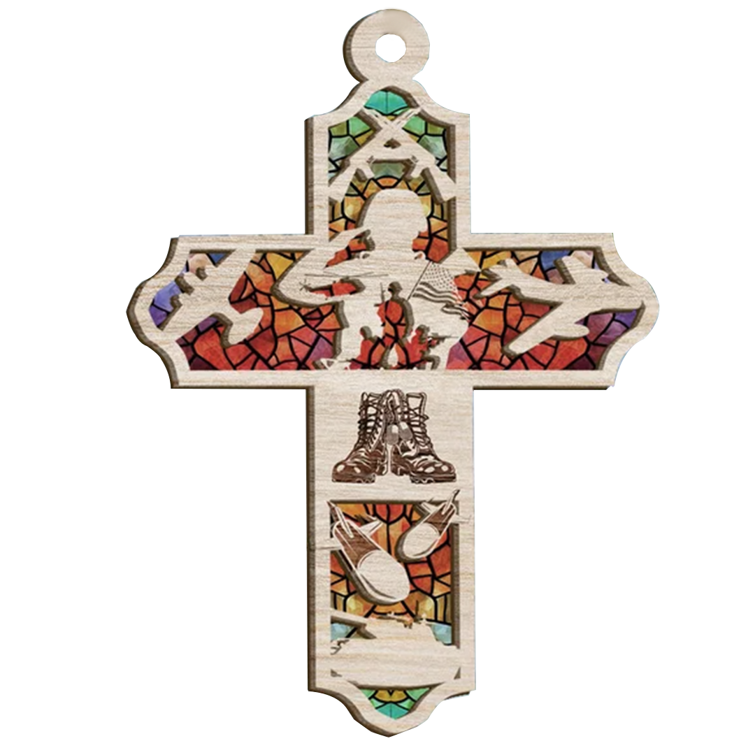 Cross Veteran Key Chain, Rearview Mirror Ornament