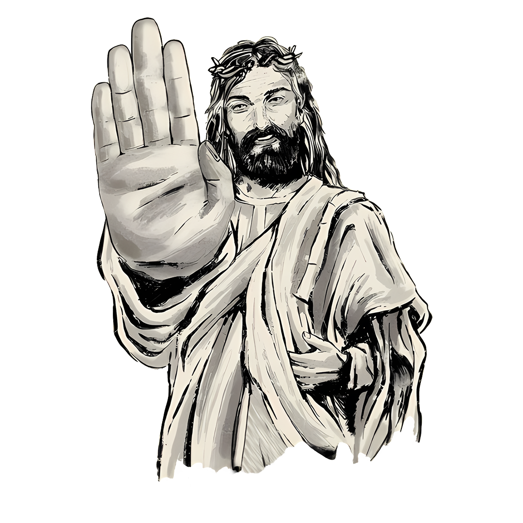Jesus Doing Stop Sign Sticker
