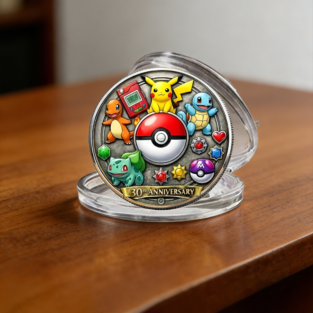 Poke 30th Anniversary Monster Trainer Commemorative Collector Edition Fantasy Printed Coin