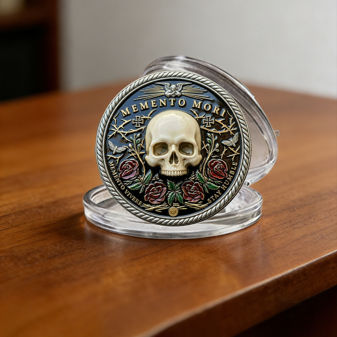 🌹💀Memento Mori Reflection 💎3D Carving Collector-Grade Coin
