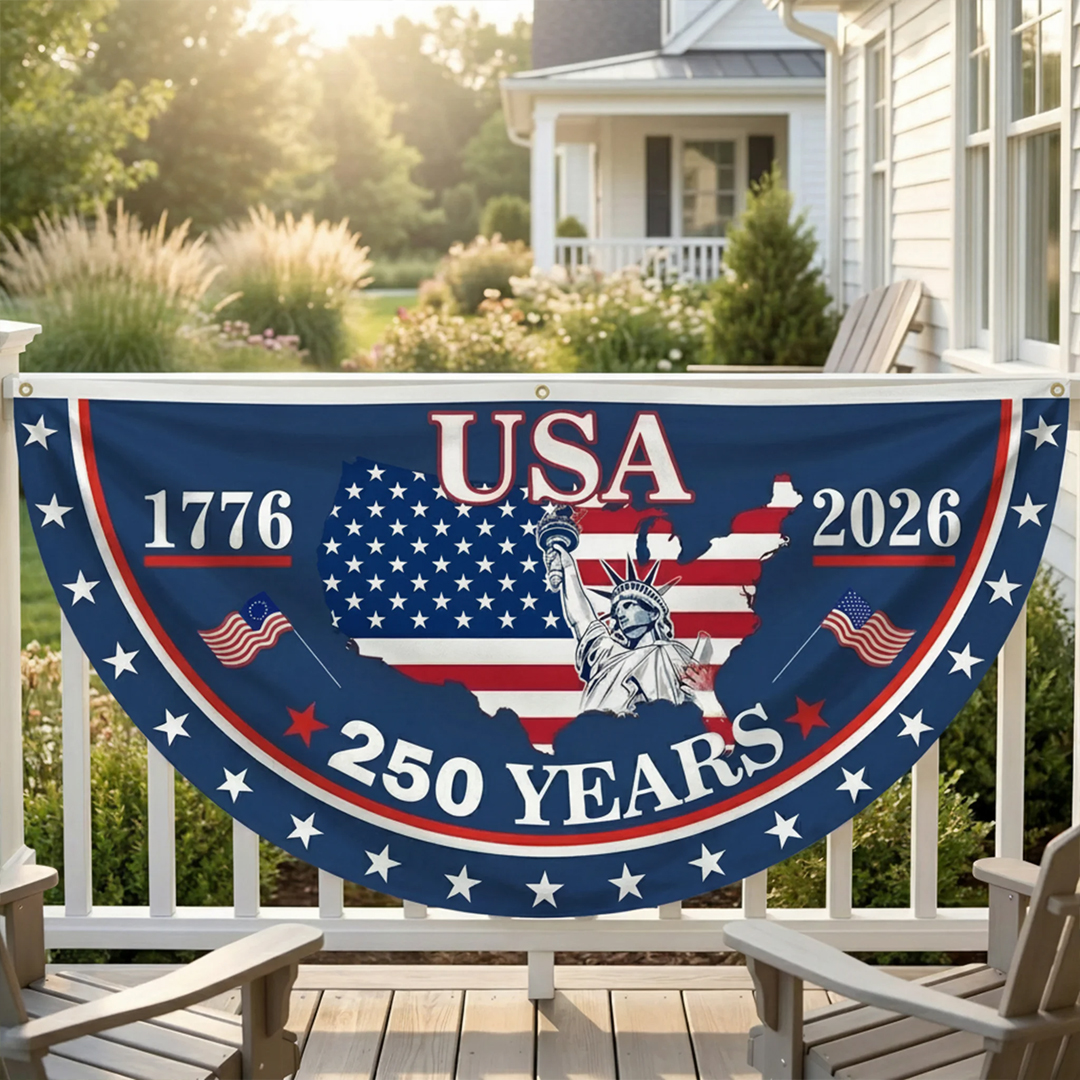 🗽USA 250th Anniversary Flag Half Round Banner🦅