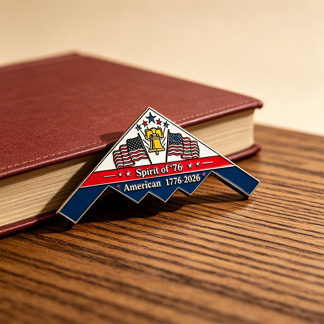 Spirit of ’76 B-2 Stealth Bomber Challenge Coin – 250th Anniversary Patriotic Collectible
