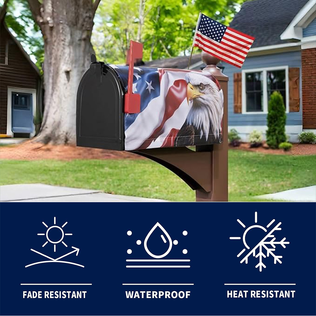 4th of July Mailbox Cover Patriotic American Stripes Stars Flag & American Eagle