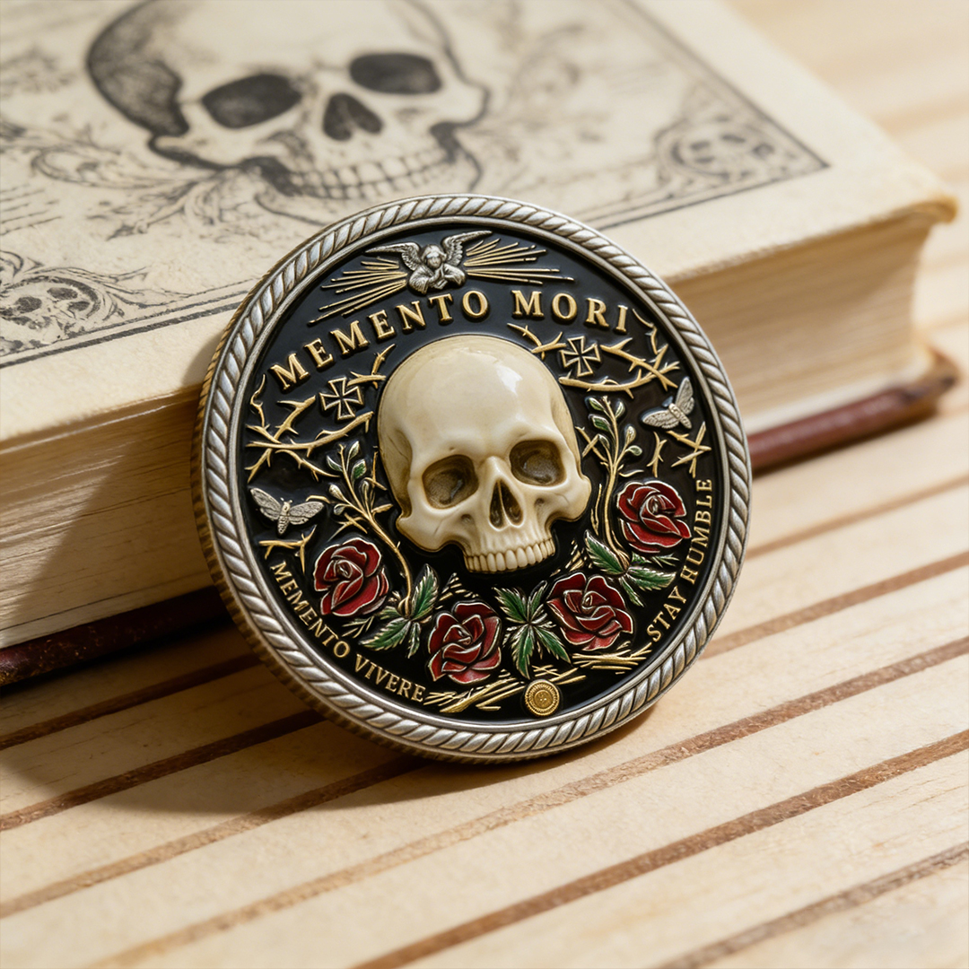 🌹💀Memento Mori Reflection 💎3D Carving Collector-Grade Coin