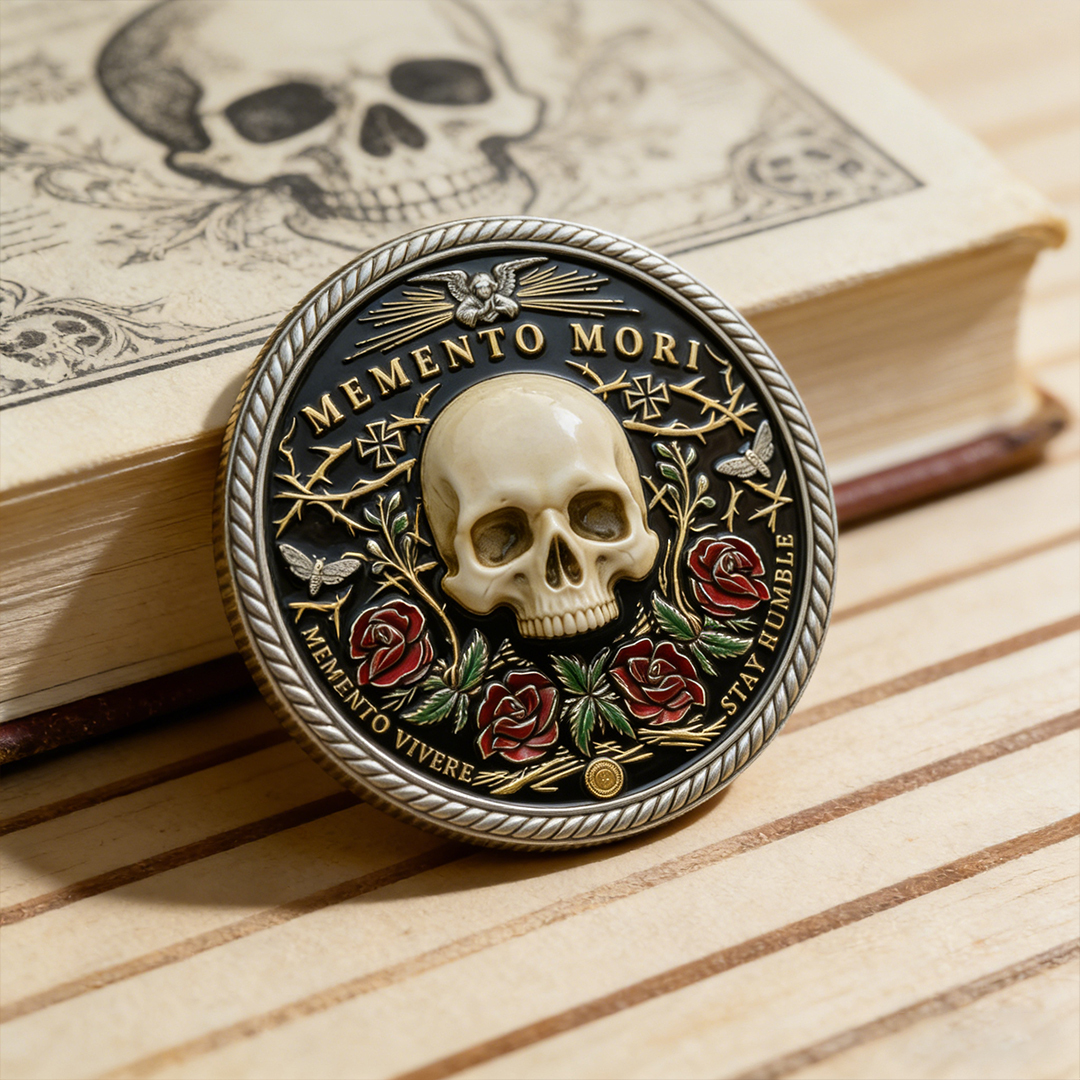 🌹💀Memento Mori Reflection 💎3D Carving Collector-Grade Coin
