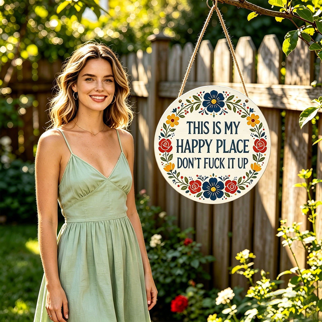 This Is My Happy Place Don't Fuck It Up Hanging Wall Sign