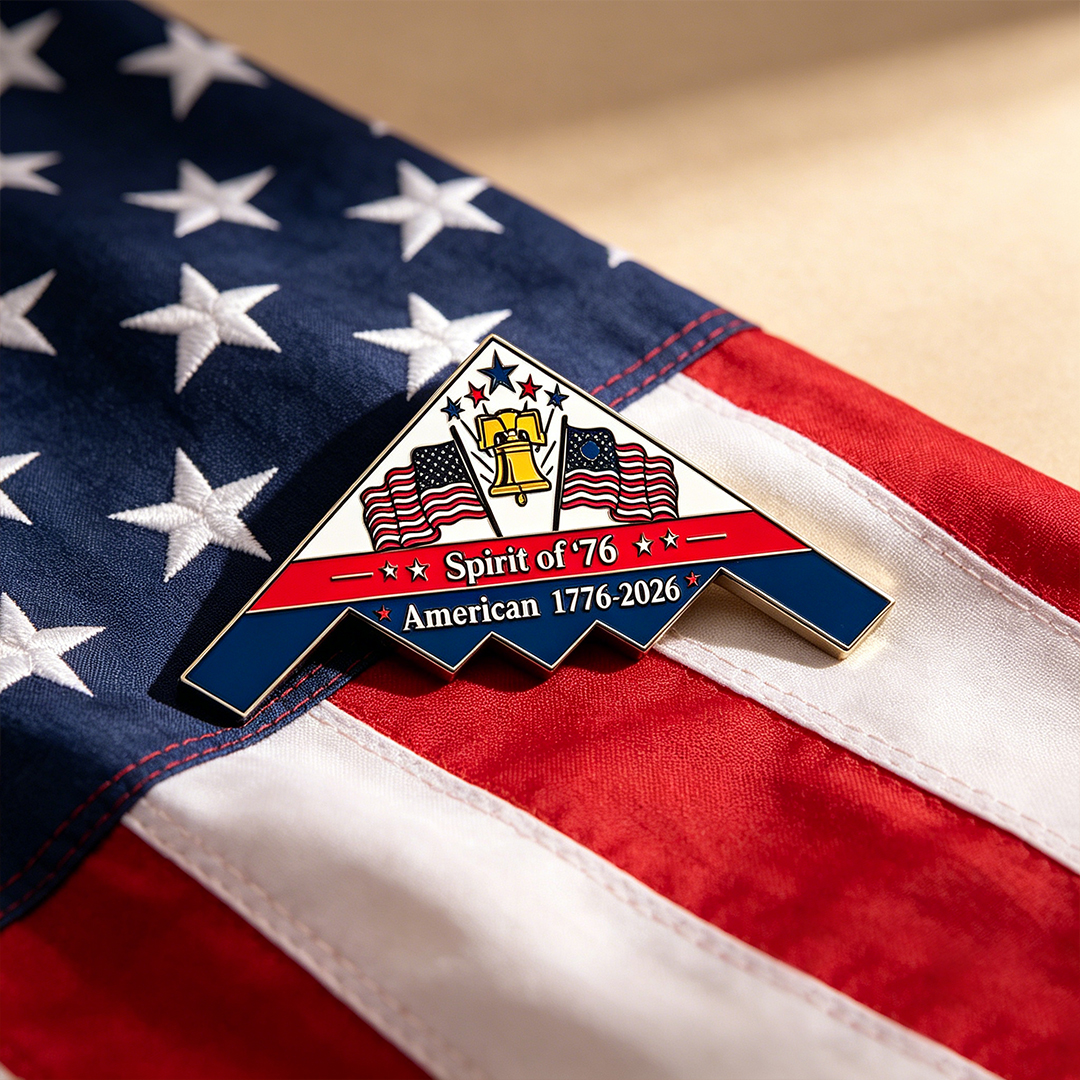 Spirit of ’76 B-2 Stealth Bomber Challenge Coin – 250th Anniversary Patriotic Collectible