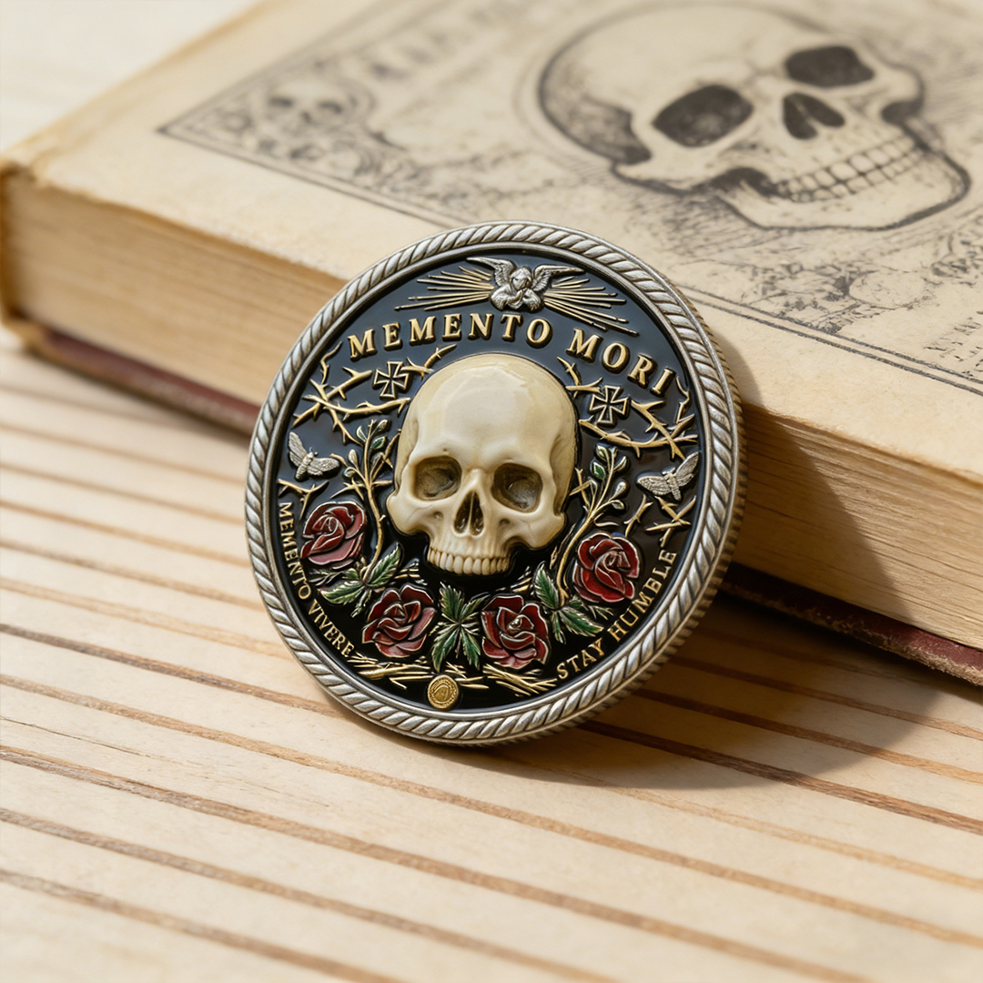 🌹💀Memento Mori Reflection 💎3D Carving Collector-Grade Coin