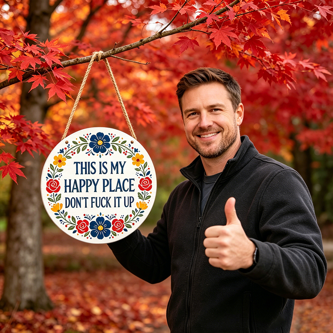 This Is My Happy Place Don't Fuck It Up Hanging Wall Sign