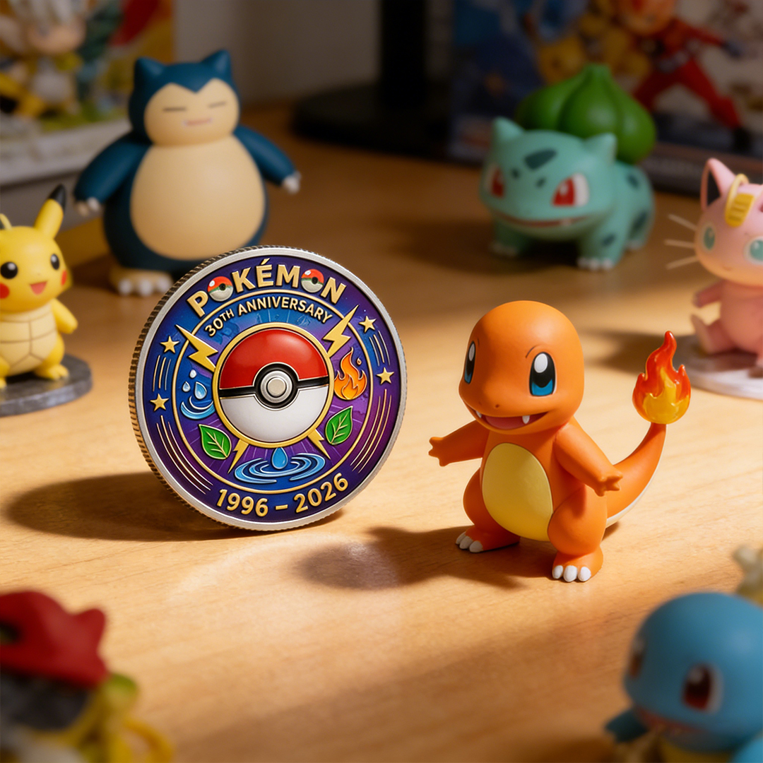 Poke 30th Anniversary Monster Trainer Commemorative Collector Edition Fantasy Printed Coin