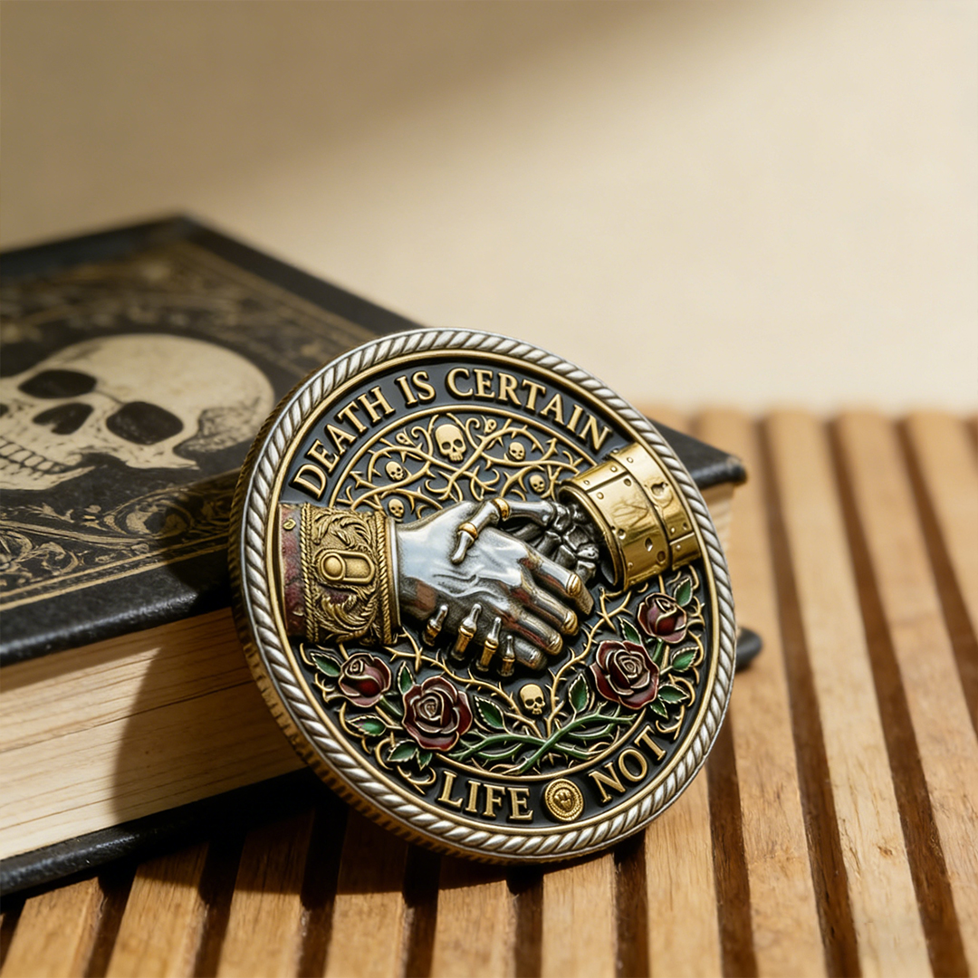 🌹💀Memento Mori Reflection 💎3D Carving Collector-Grade Coin