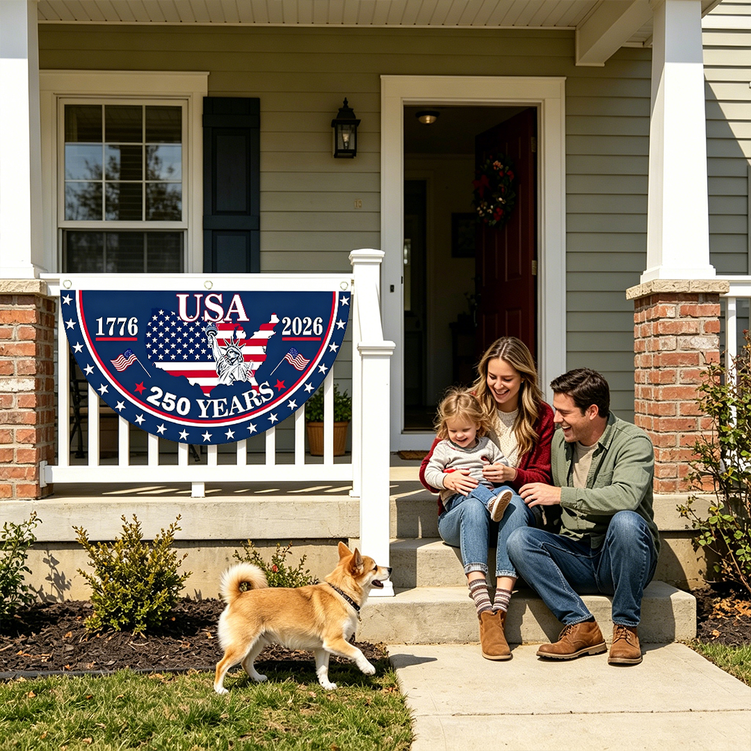 🗽USA 250th Anniversary Flag Half Round Banner🦅