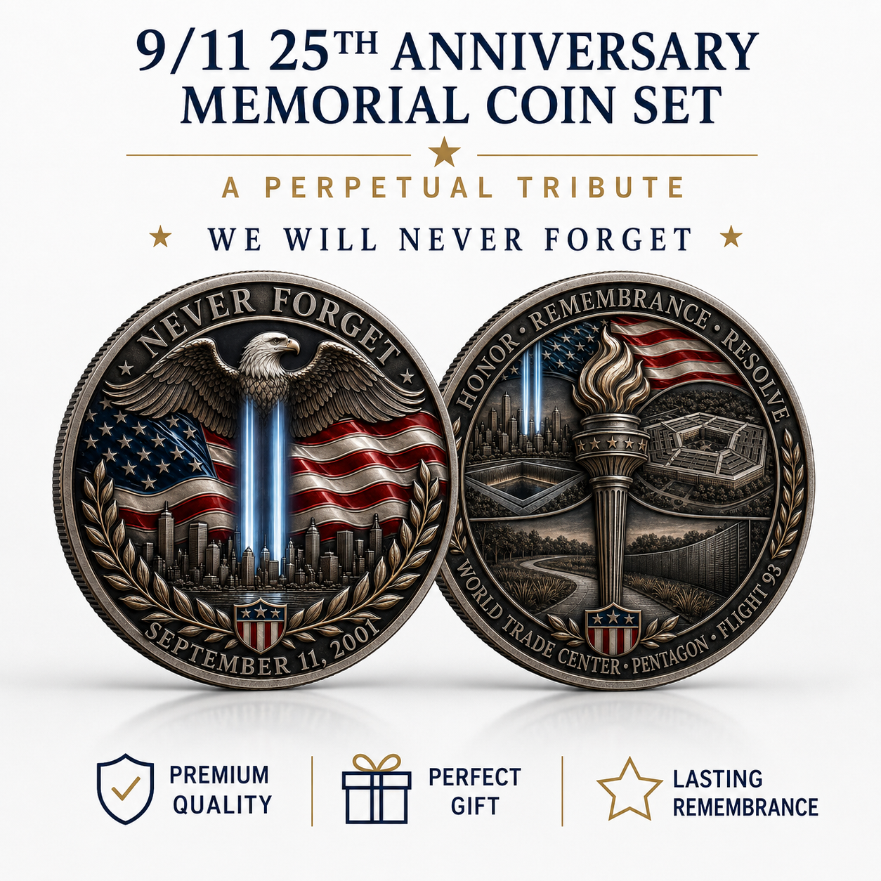 🗽 Echoes of Courage — 9/11 Never Forget Memorial Challenge Coin