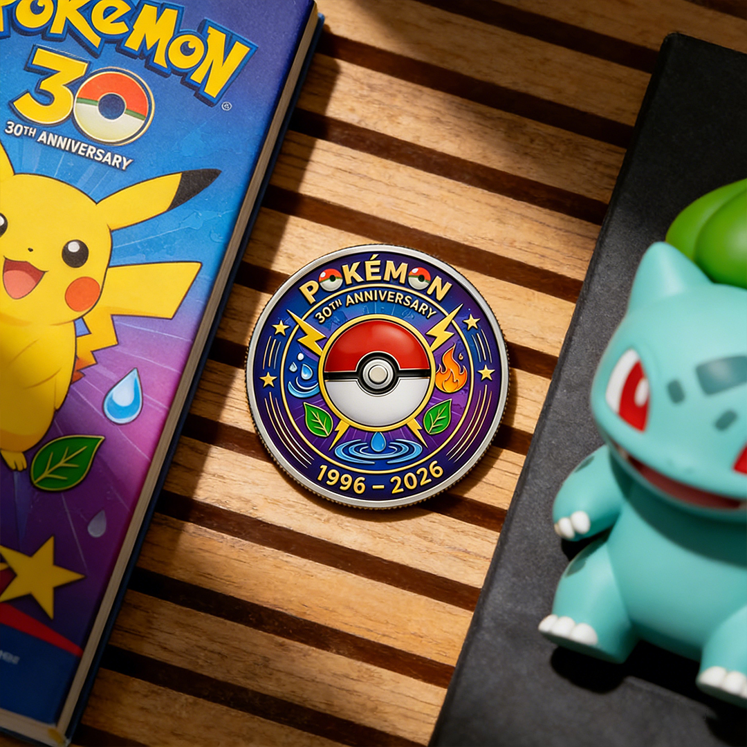 Poke 30th Anniversary Monster Trainer Commemorative Collector Edition Fantasy Printed Coin
