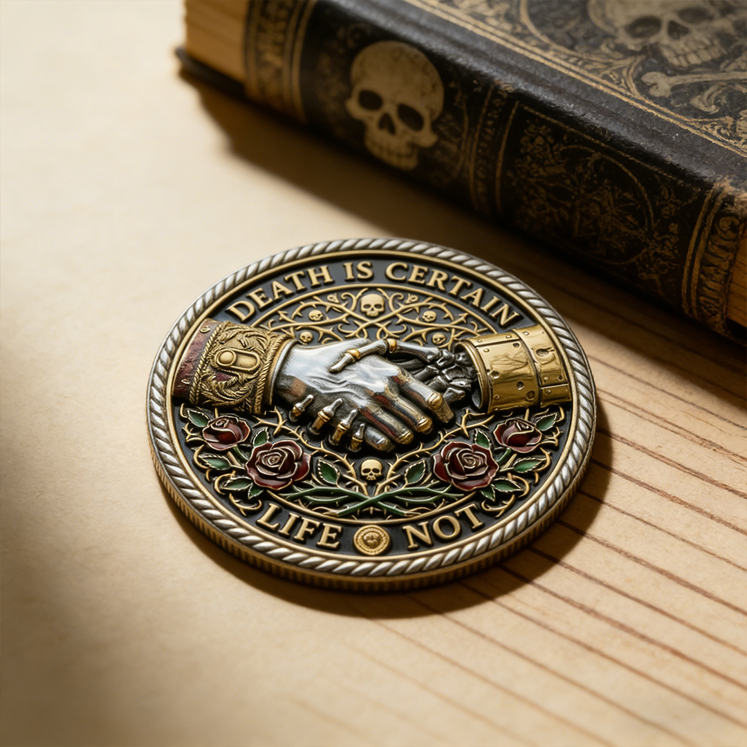 🌹💀Memento Mori Reflection 💎3D Carving Collector-Grade Coin