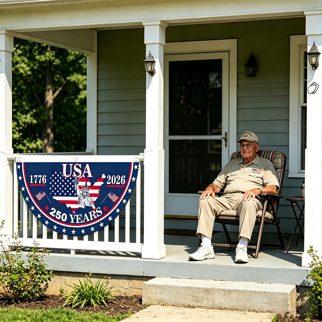 🗽USA 250th Anniversary Flag Half Round Banner🦅
