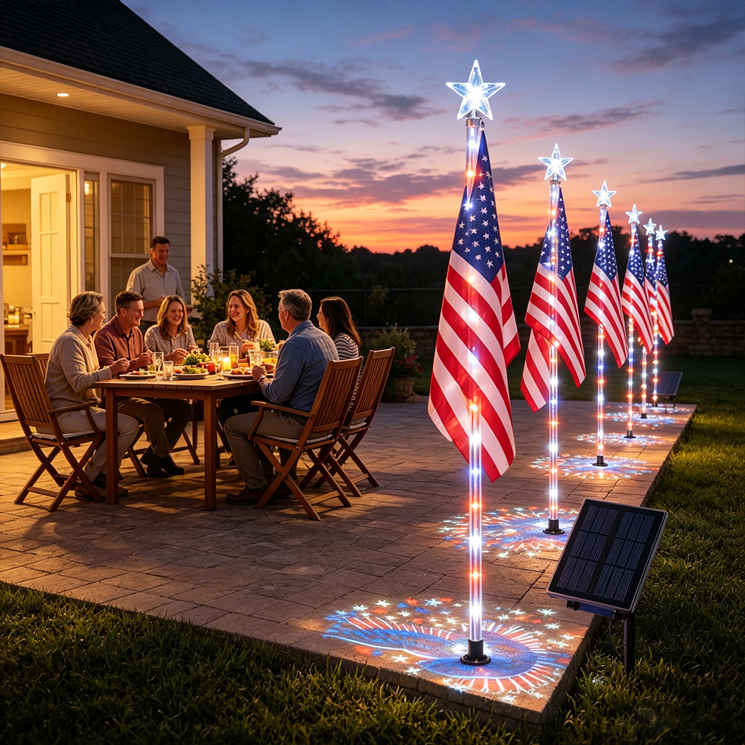 ✨Last Day: 49% OFF🔥American Flag Pathway Lights – Red, White & Blue Yard Glow for 250th Independence Celebration 🇺🇸