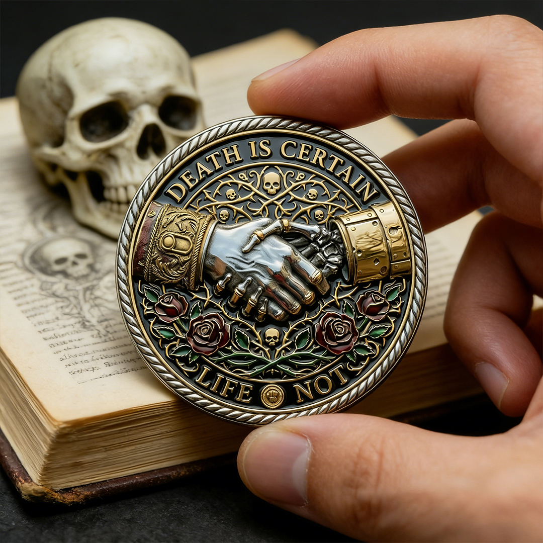🌹💀Memento Mori Reflection 💎3D Carving Collector-Grade Coin