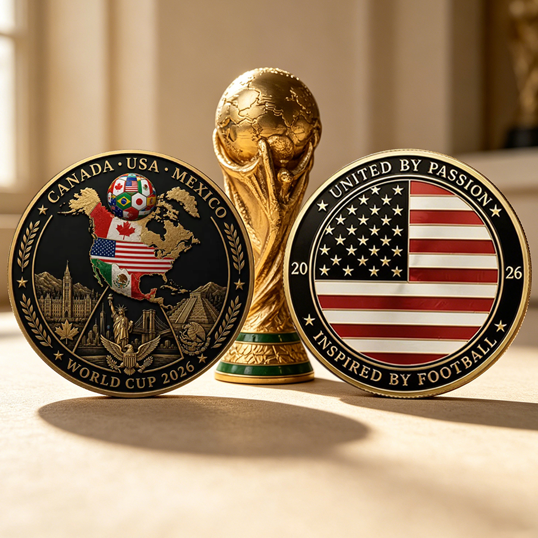 ⚽ World Cup 2026 Commemorative Coin – USA • Canada • Mexico Edition