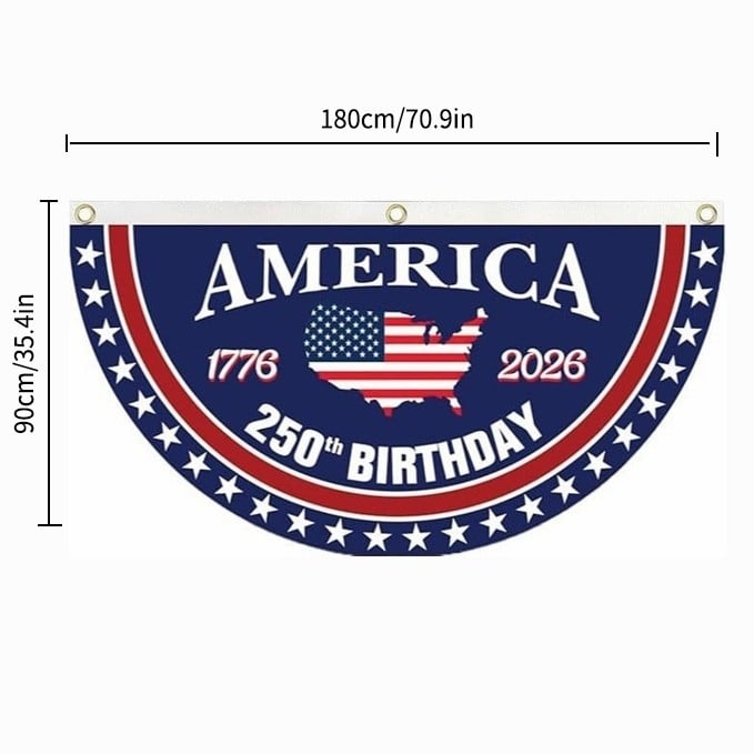 🗽USA 250th Anniversary Flag Half Round Banner🦅