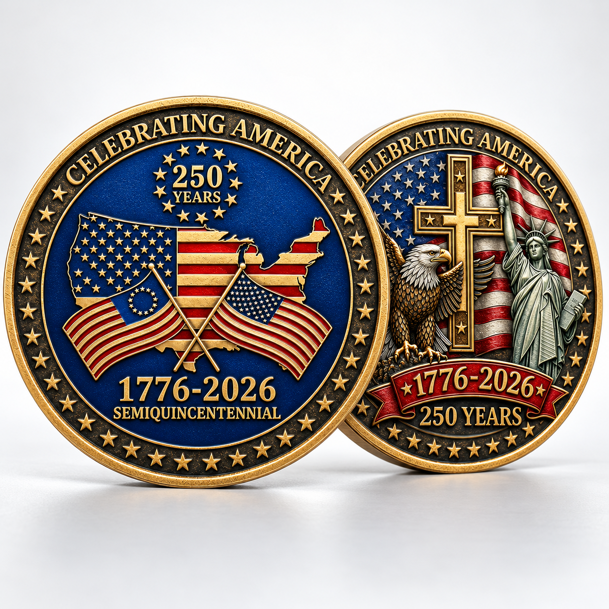3D High-Relief America 250th Anniversary Commemorative Coin – 1776–2026 Patriotic Collectible