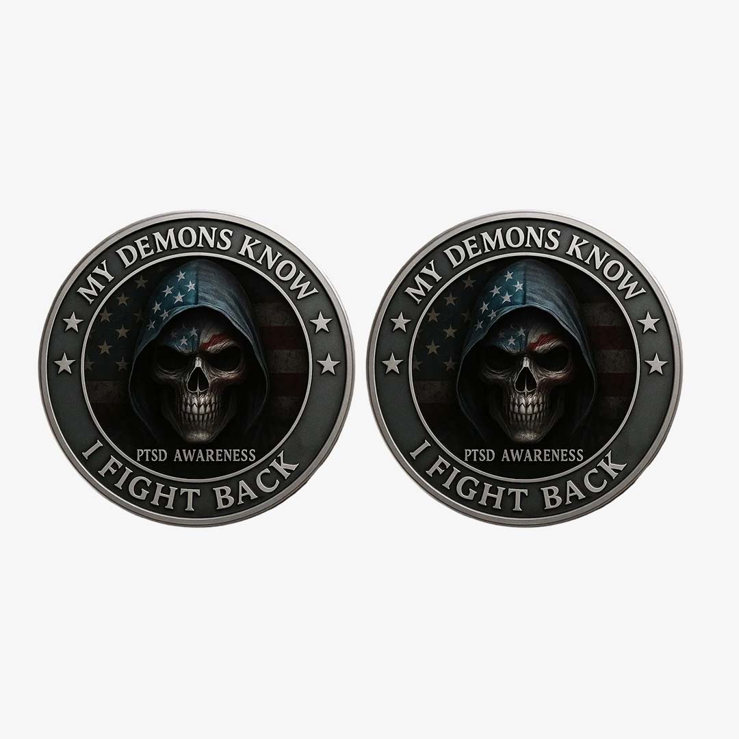 🔥PTSD Awareness Veterans Challenge Coin