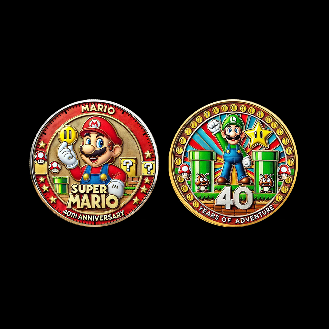 Super Mario 40th Anniversary Printed Commemorative Coin – Limited Edition Gaming Collector’s Coin