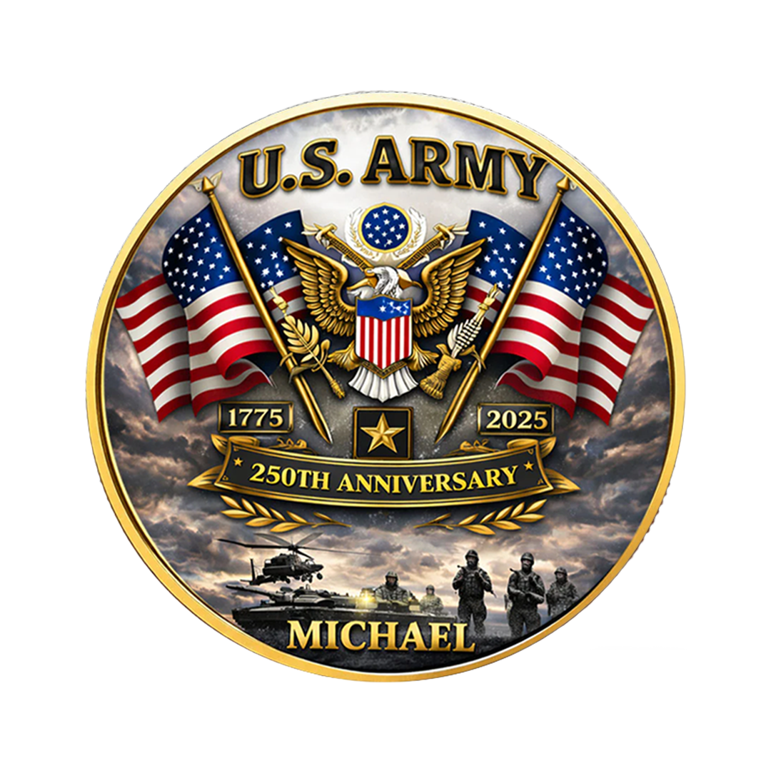 USA 250th Anniversary U.S. Army - Custom Name Printed Commemorative Coin