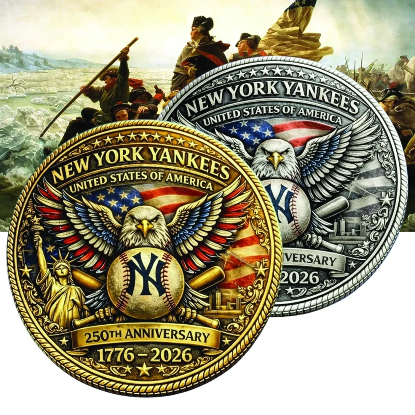 New York Yankees Baseball 250th Anniversary America Gold/ Silver Coin