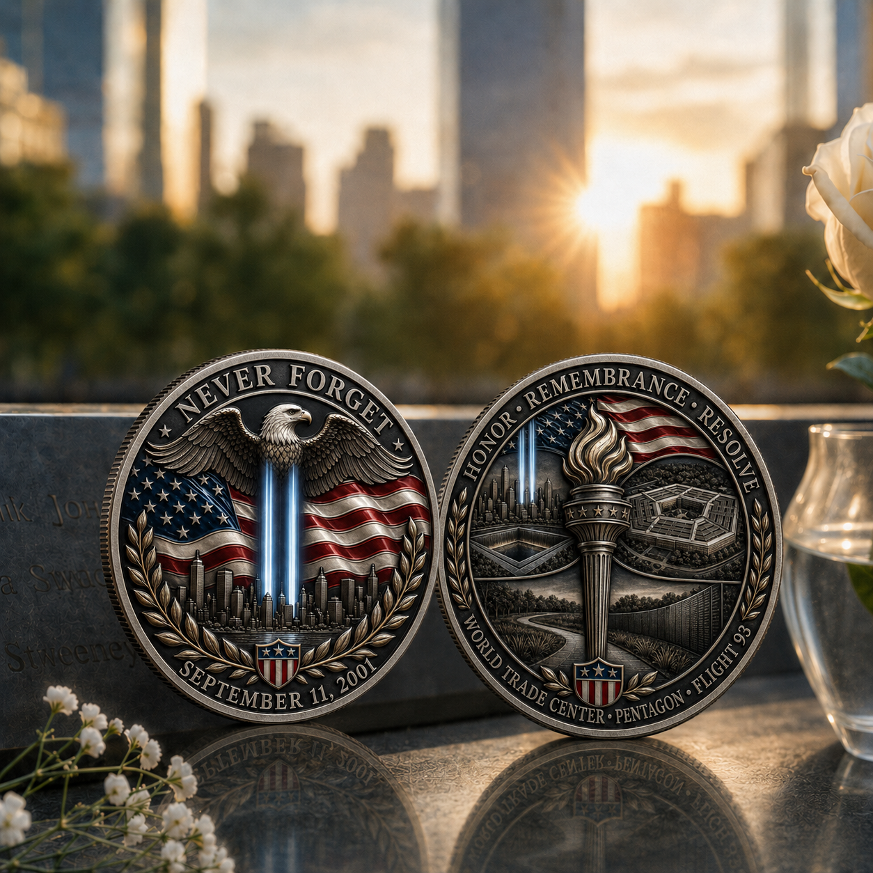 🗽 Echoes of Courage — 9/11 Never Forget Memorial Challenge Coin