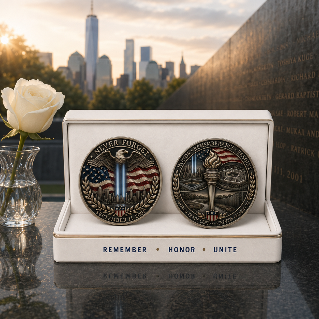 🗽 Echoes of Courage — 9/11 Never Forget Memorial Challenge Coin