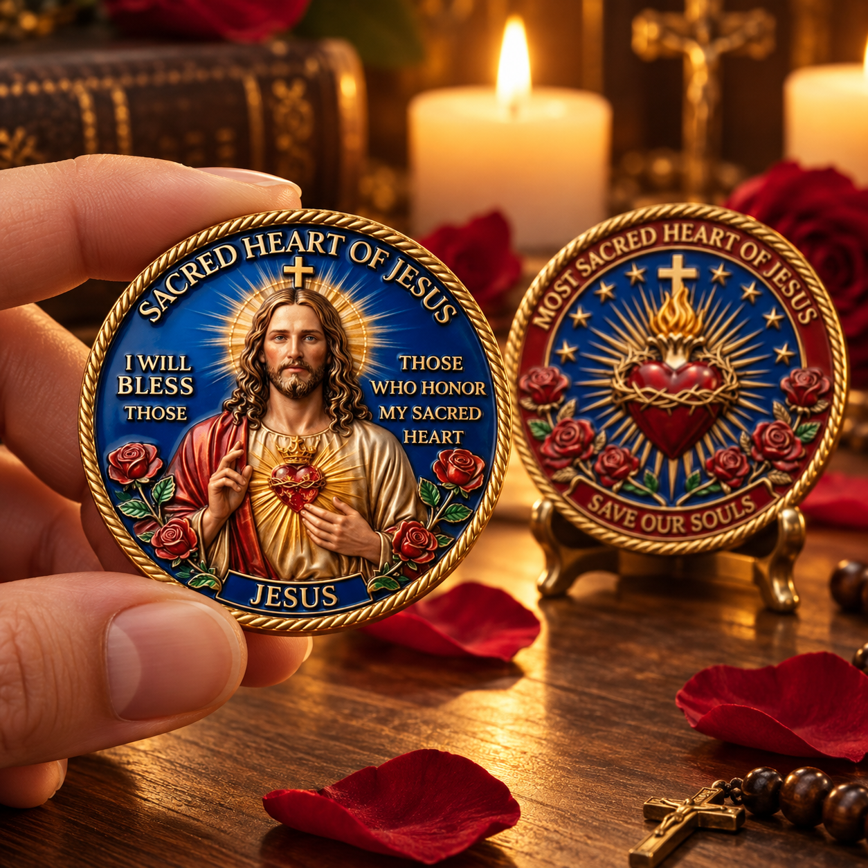 ❤️ Sacred Heart of Jesus Coin – Christian Faith & Blessing Collectible ✝️🪙
