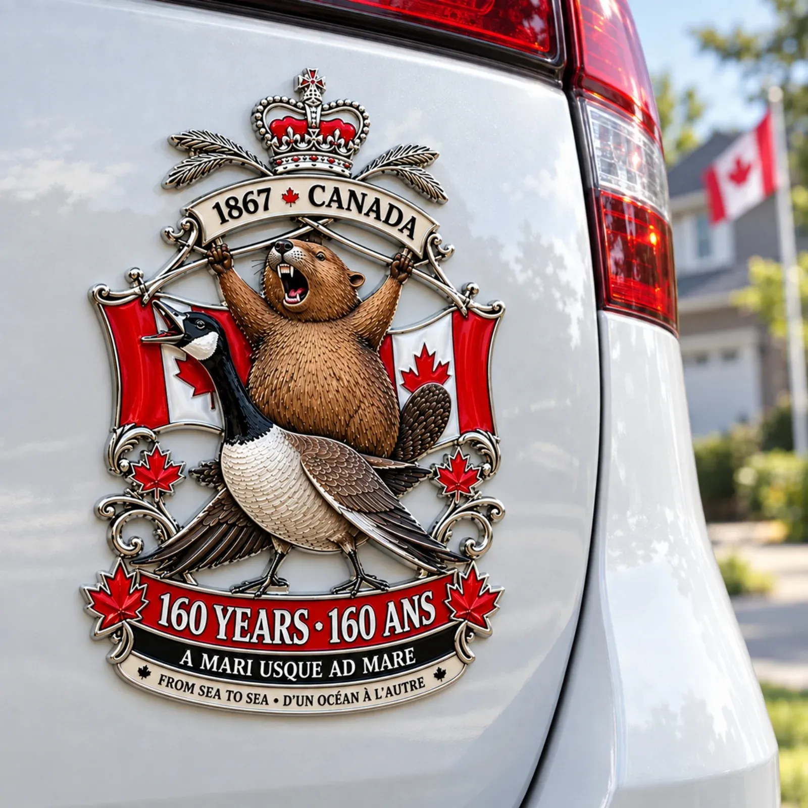 🍁Canada 160th Anniversary “A Mari Usque Ad Mare” Tribute Metal Car Emblem