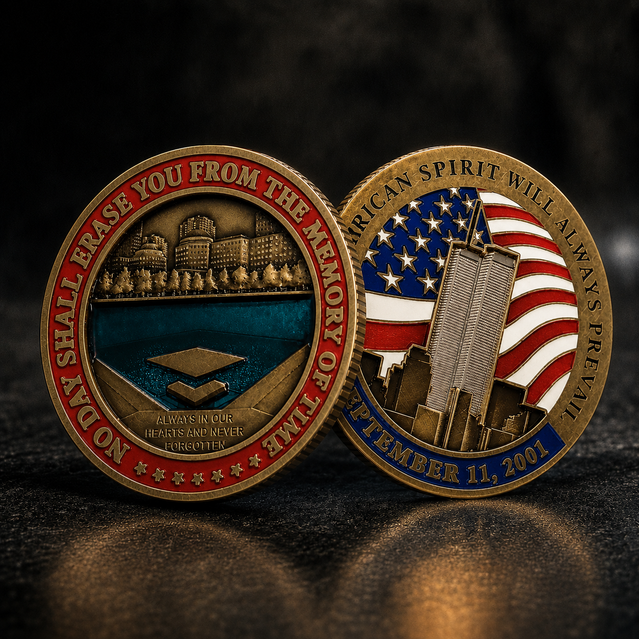 September 11 Memorial Challenge Coin – No Day Shall Erase You From the Memory of Time