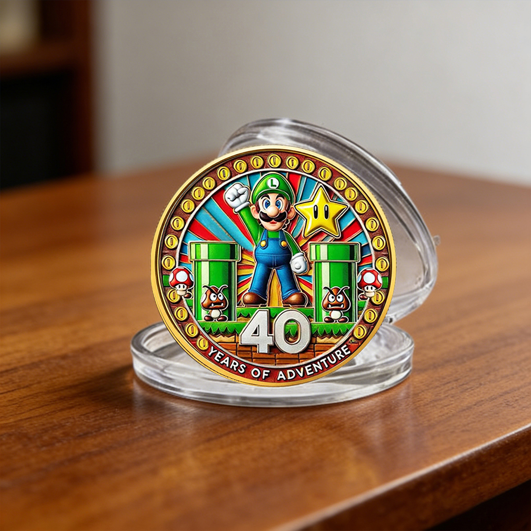 Super Mario 40th Anniversary Printed Commemorative Coin – Limited Edition Gaming Collector’s Coin