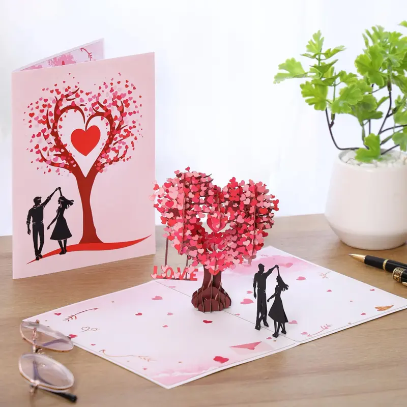 3D Valentine's Day Anniversary Card with Love Tree & Hearts