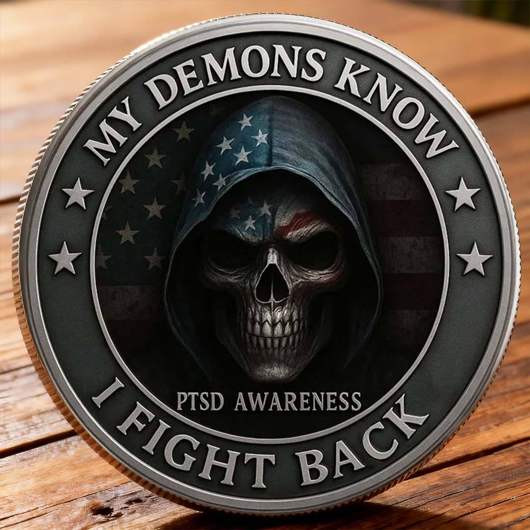 🔥PTSD Awareness Veterans Challenge Coin